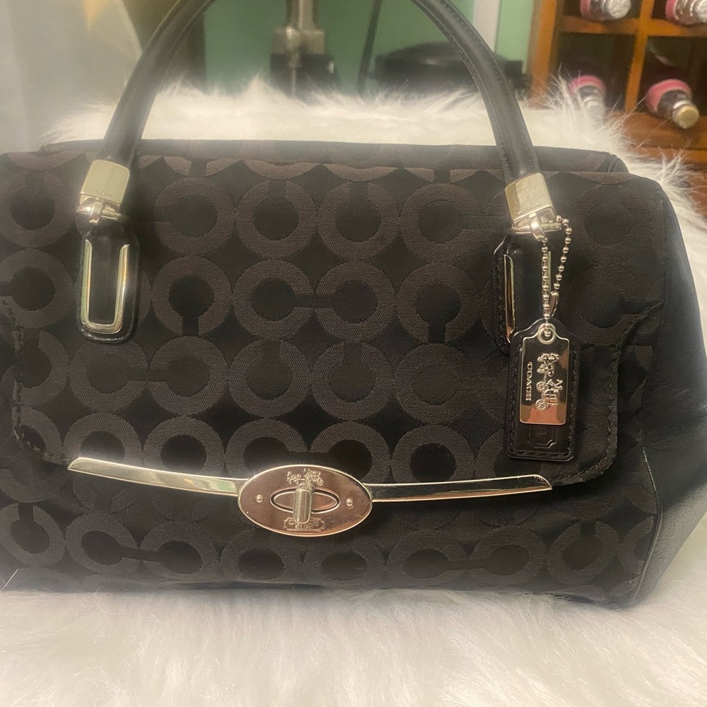 Coach Black Logo canvas  Madeline handbag